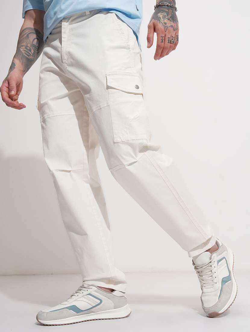 Men Solid Mid Rise Regular Fit Cargo - 22469514 -  Standard Image - 2