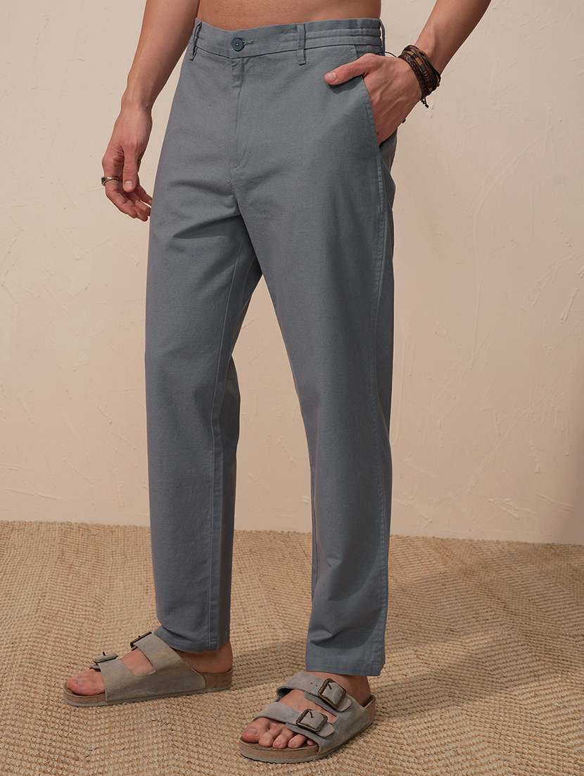 men solid mid rise chinos casual trouser - 22469522 -  Standard Image - 2