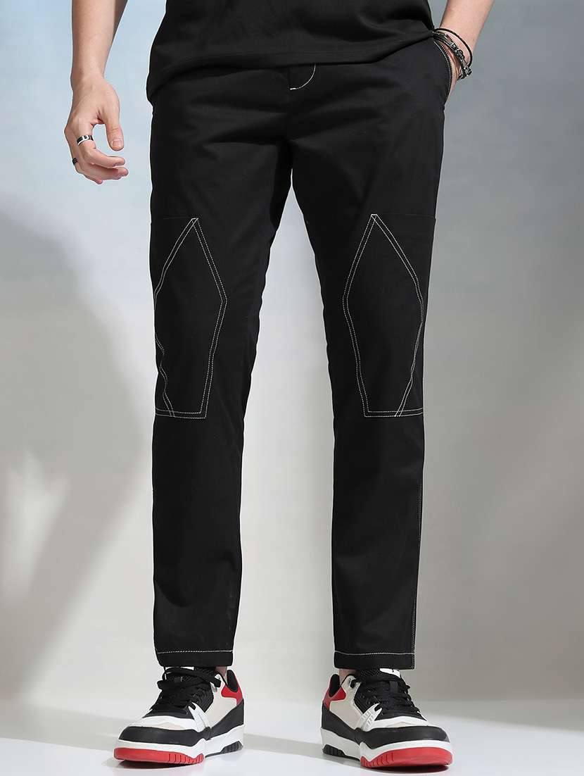 men black cotton chinos casual trouser