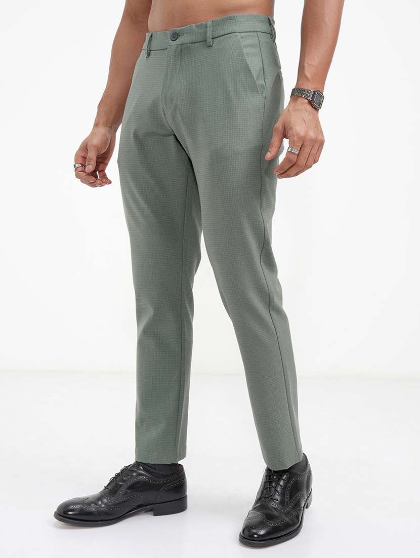 men checkered mid rise flat front formal trouser - 22469541 -  Standard Image - 2