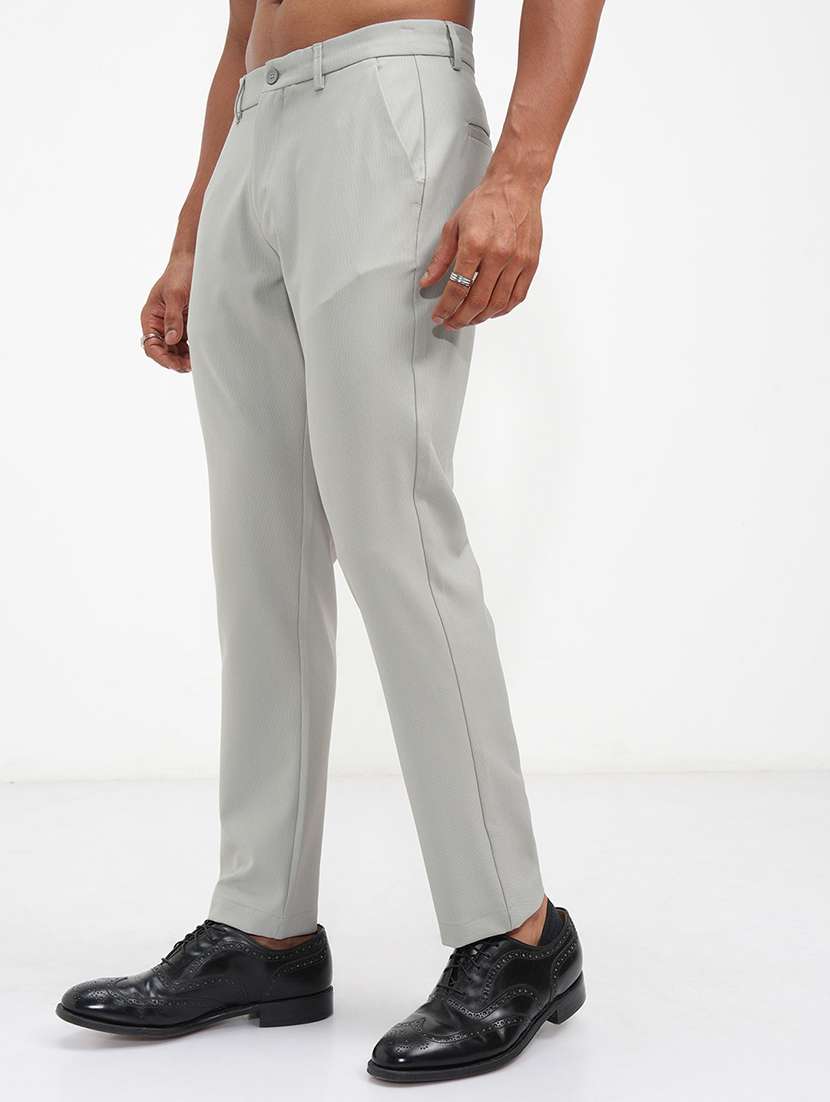 men solid mid rise flat front formal trouser - 22469543 -  Standard Image - 2