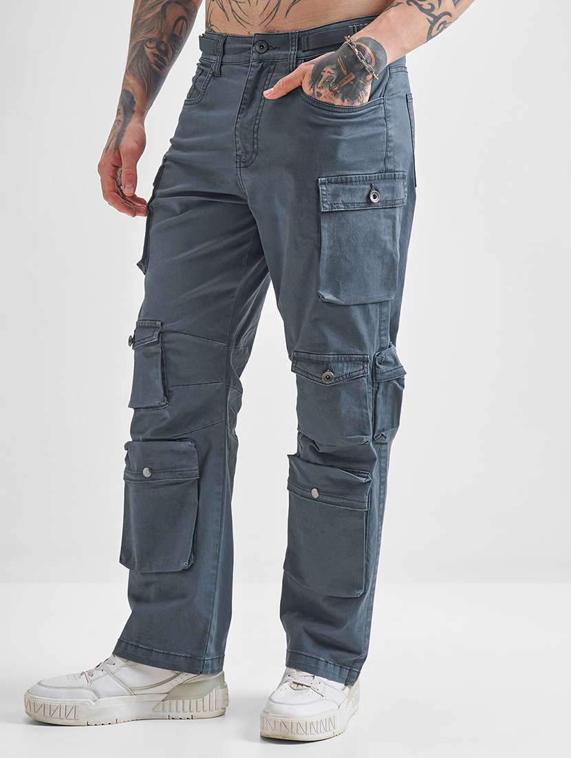 men solid mid rise regular fit cargo  - 22469550 -  Standard Image - 2