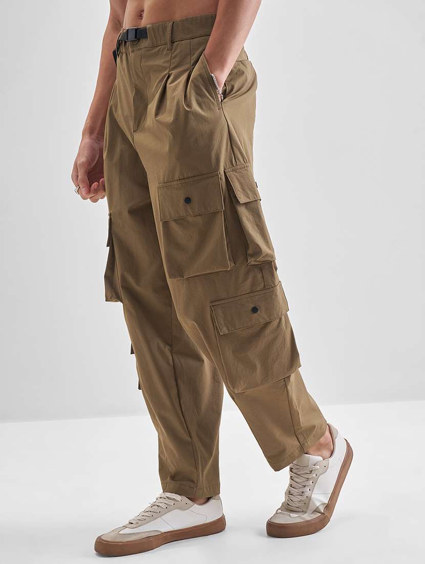 men solid mid rise baggy cargo - 22469557 -  Standard Image - 2