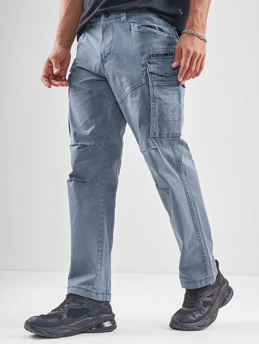men blue cotton casual trouser - 22469564 -  Standard Image - 2