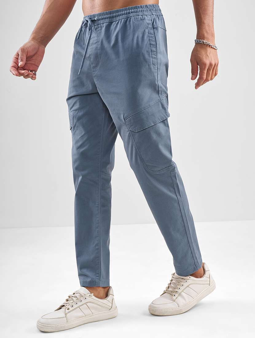 men blue cotton casual trouser - 22469569 -  Standard Image - 2