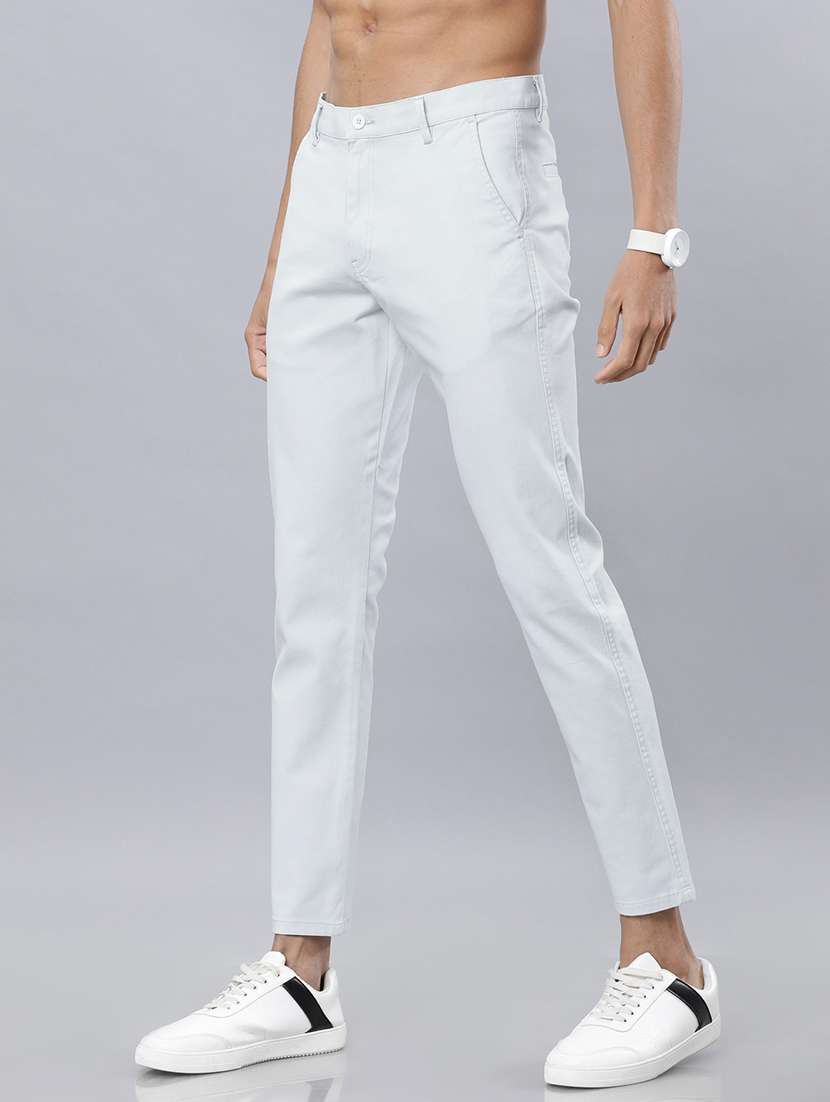 men blue cotton solid regular fit chinos - 22469600 -  Standard Image - 2