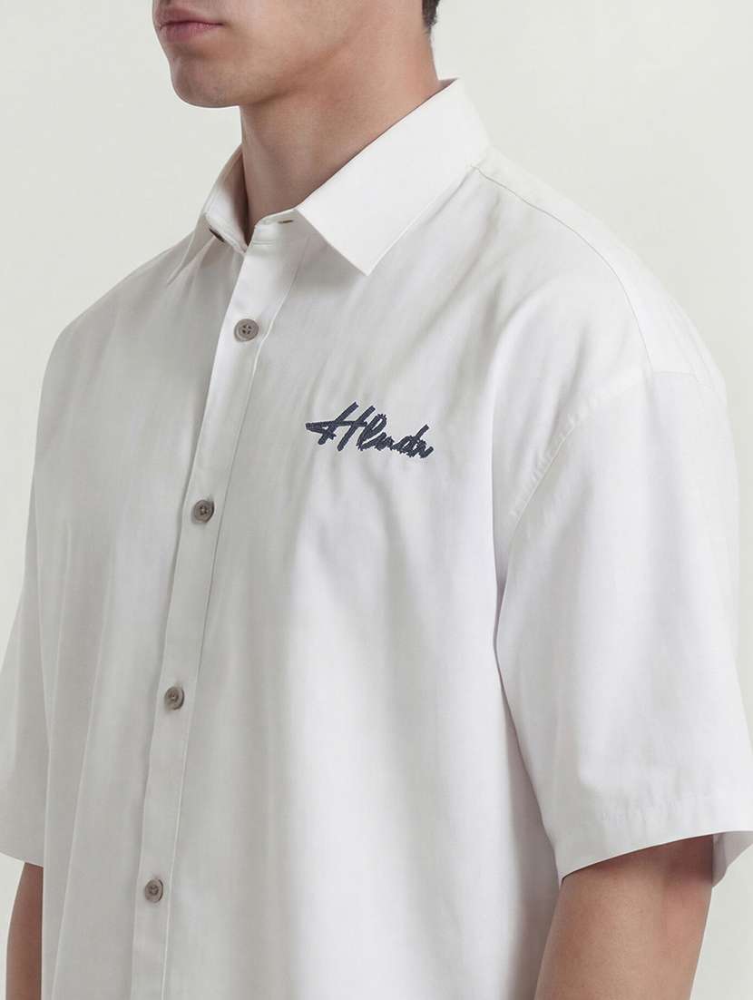 men fit white cotton collared shirt - 22469632 -  Standard Image - 2