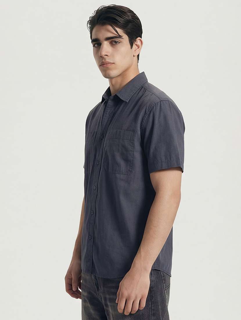 men blue cotton casual shirt - 22469641 -  Standard Image - 2