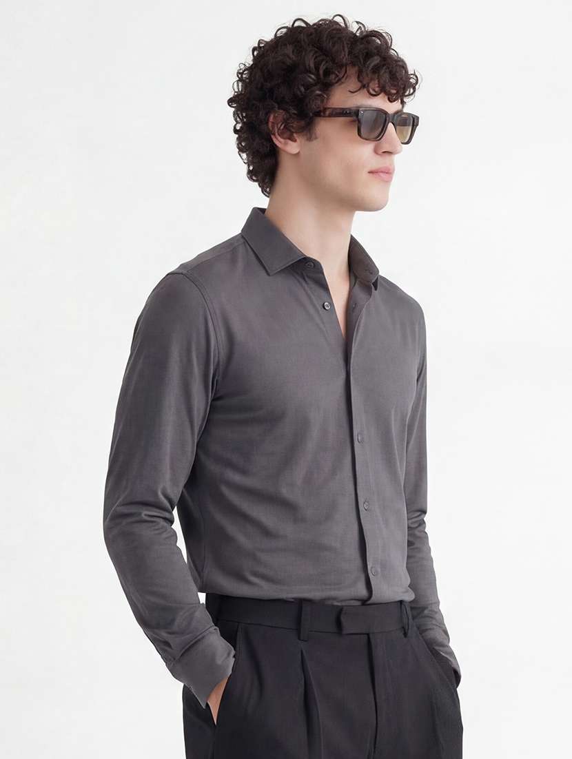 men collared long sleeve casual shirt - 22469650 -  Standard Image - 2