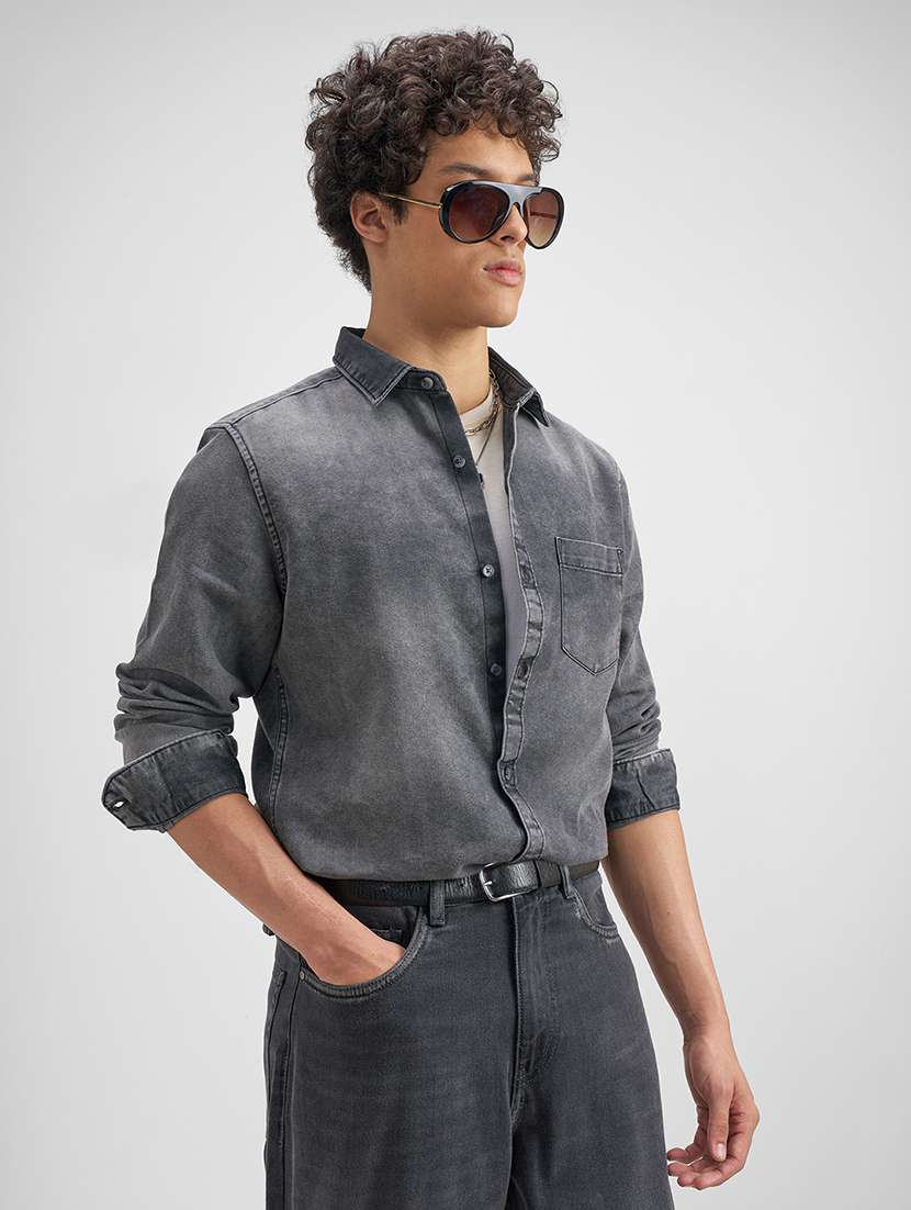 men solid long sleeve regular fit casual shirt - 22469676 -  Standard Image - 2