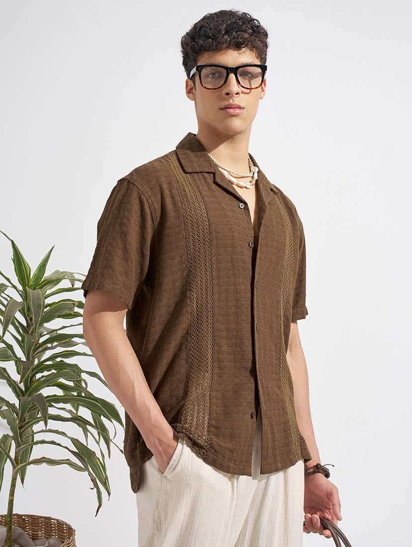 men brown cotton casual shirt - 22469678 -  Standard Image - 2