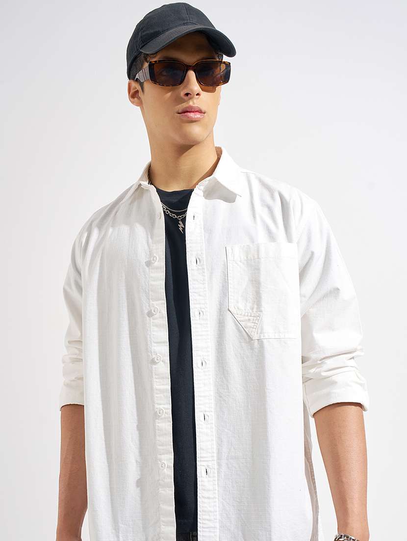 men white cotton casual shirt