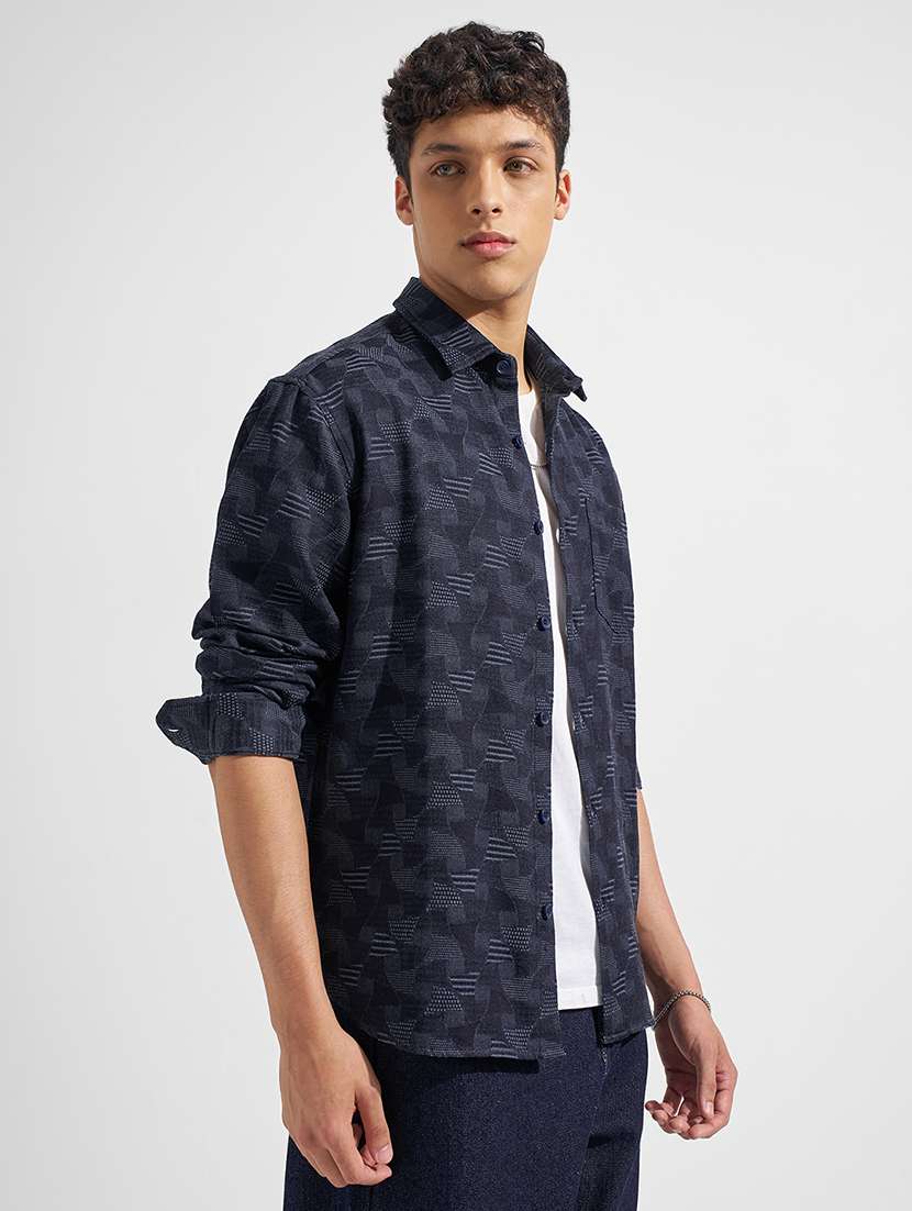 men blue cotton casual shirt - 22469681 -  Standard Image - 2