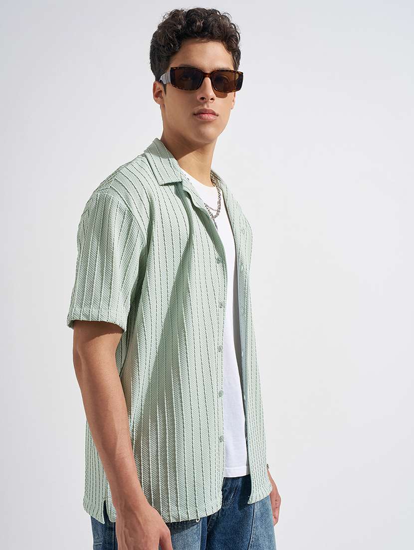 Men Self Design Short Sleeve Regular Fit Casual Shirt - 22469683 -  Standard Image - 2