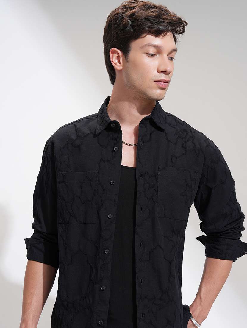 men black cotton casual shirt