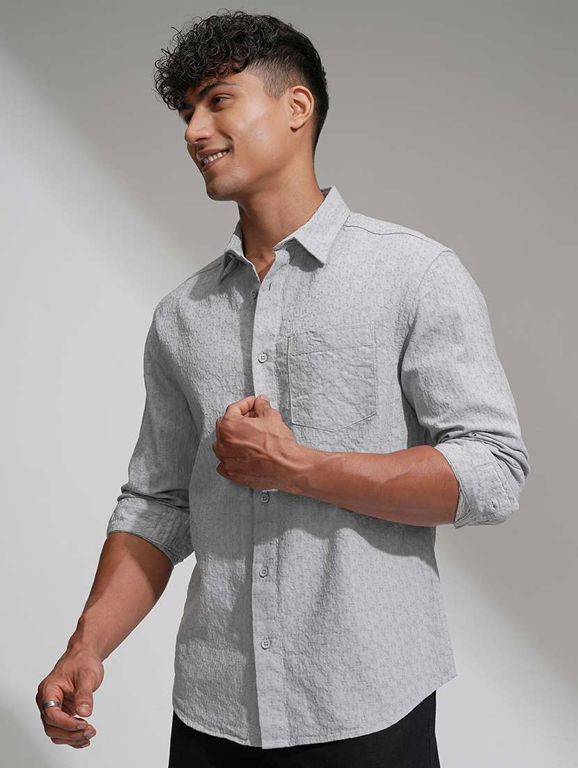 men self design long sleeve regular fit casual shirt - 22469748 -  Standard Image - 2