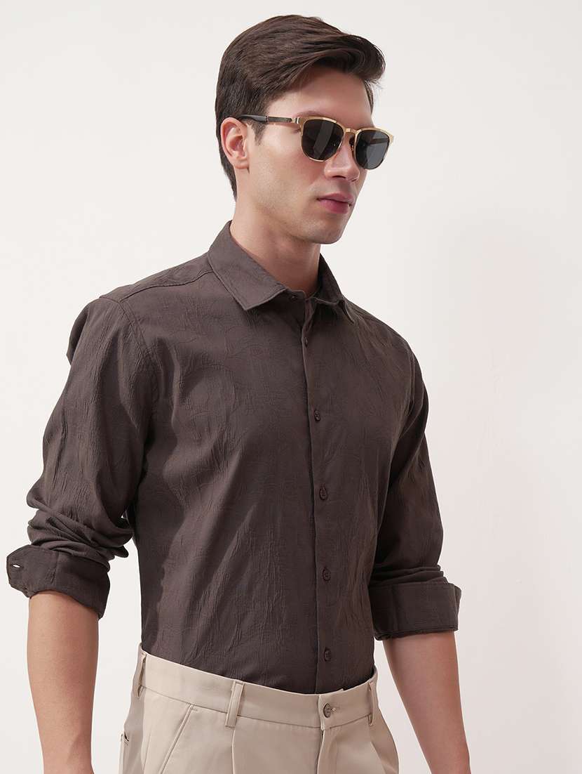 Men Coffee Brown Polyester Casual Shirt - 22469810 -  Standard Image - 2