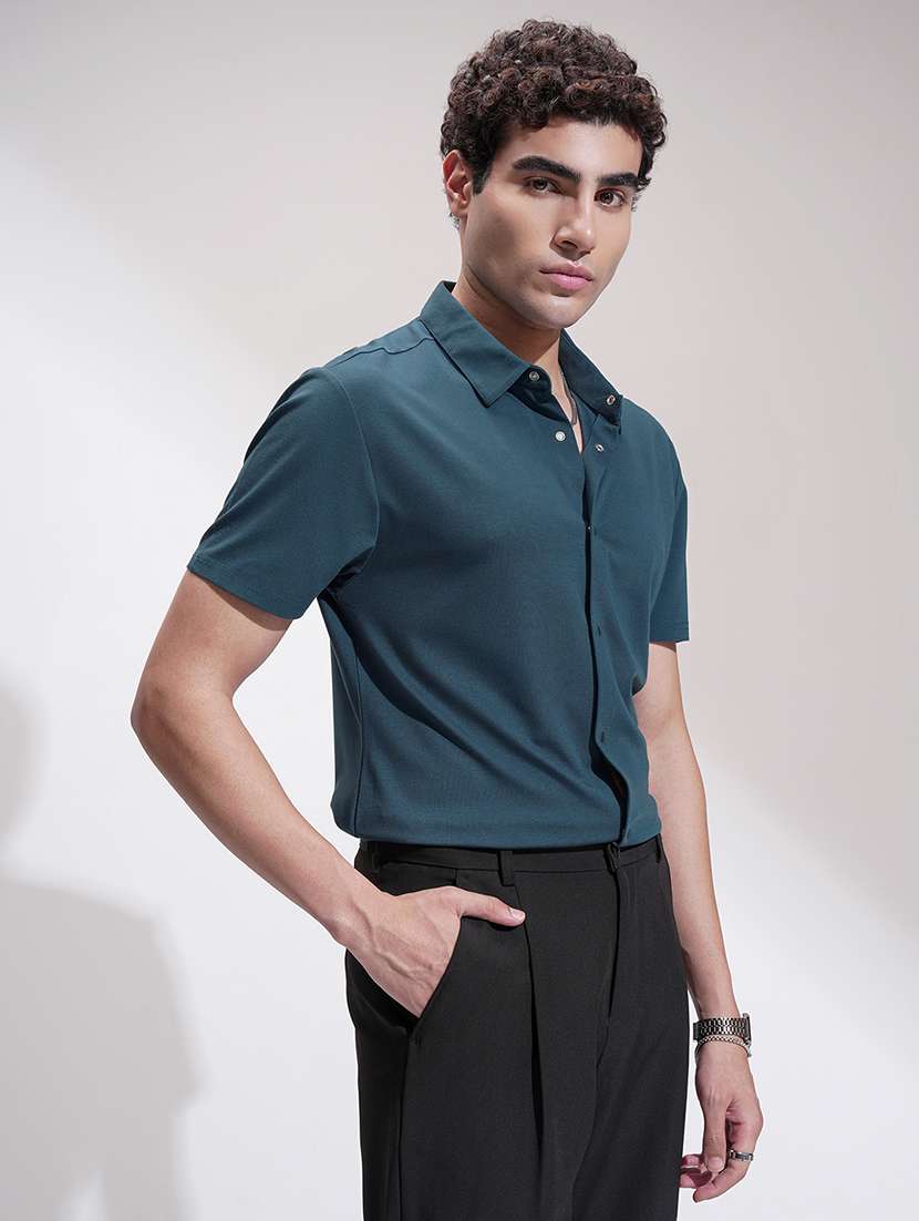 men solid short sleeve regular fit casual shirt - 22469822 -  Standard Image - 2