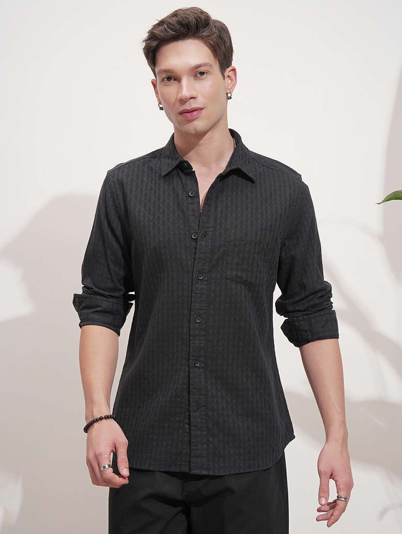 men black cotton casual shirt