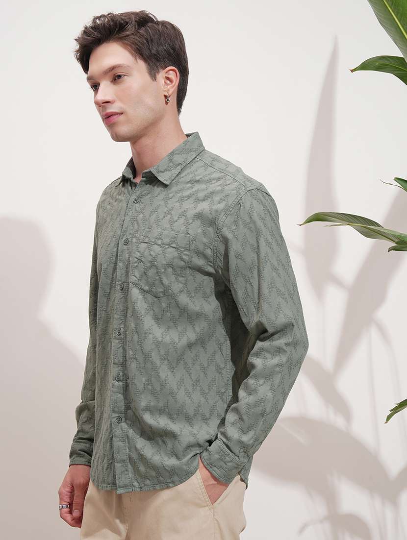 men self design long sleeve regular fit casual shirt - 22469859 -  Standard Image - 2