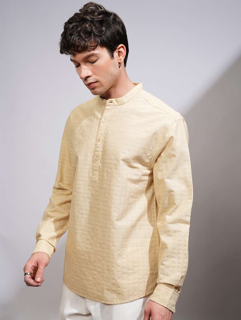 Men Self Design Mandarin Neck Short Kurta - 22469904 -  Standard Image - 2