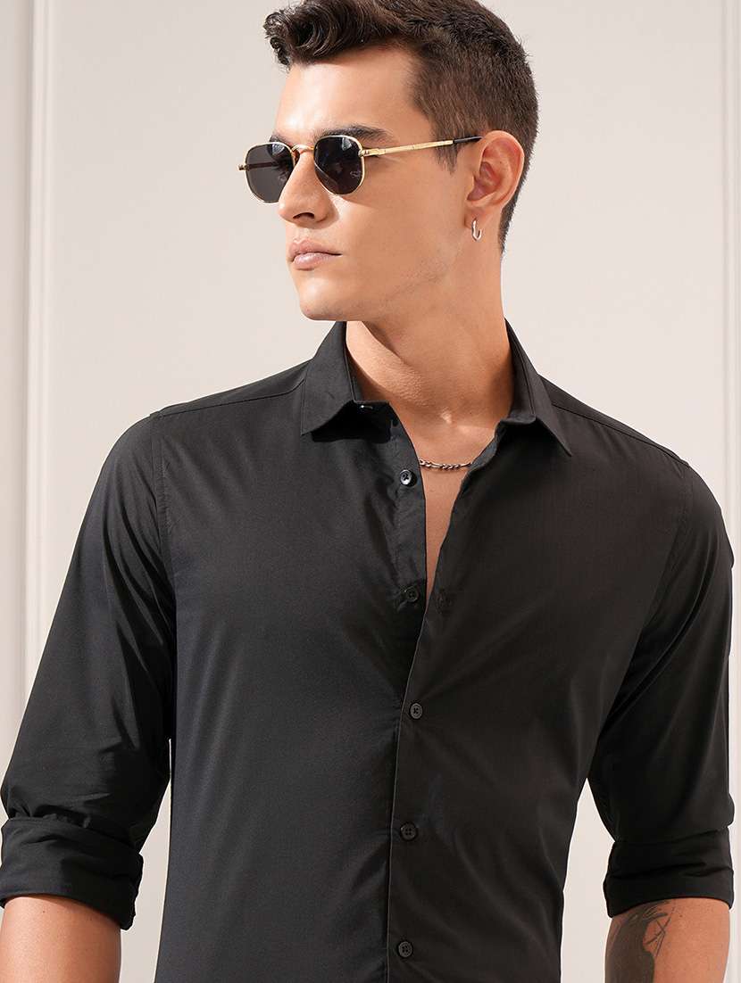 men solid long sleeve regular fit casual shirt
