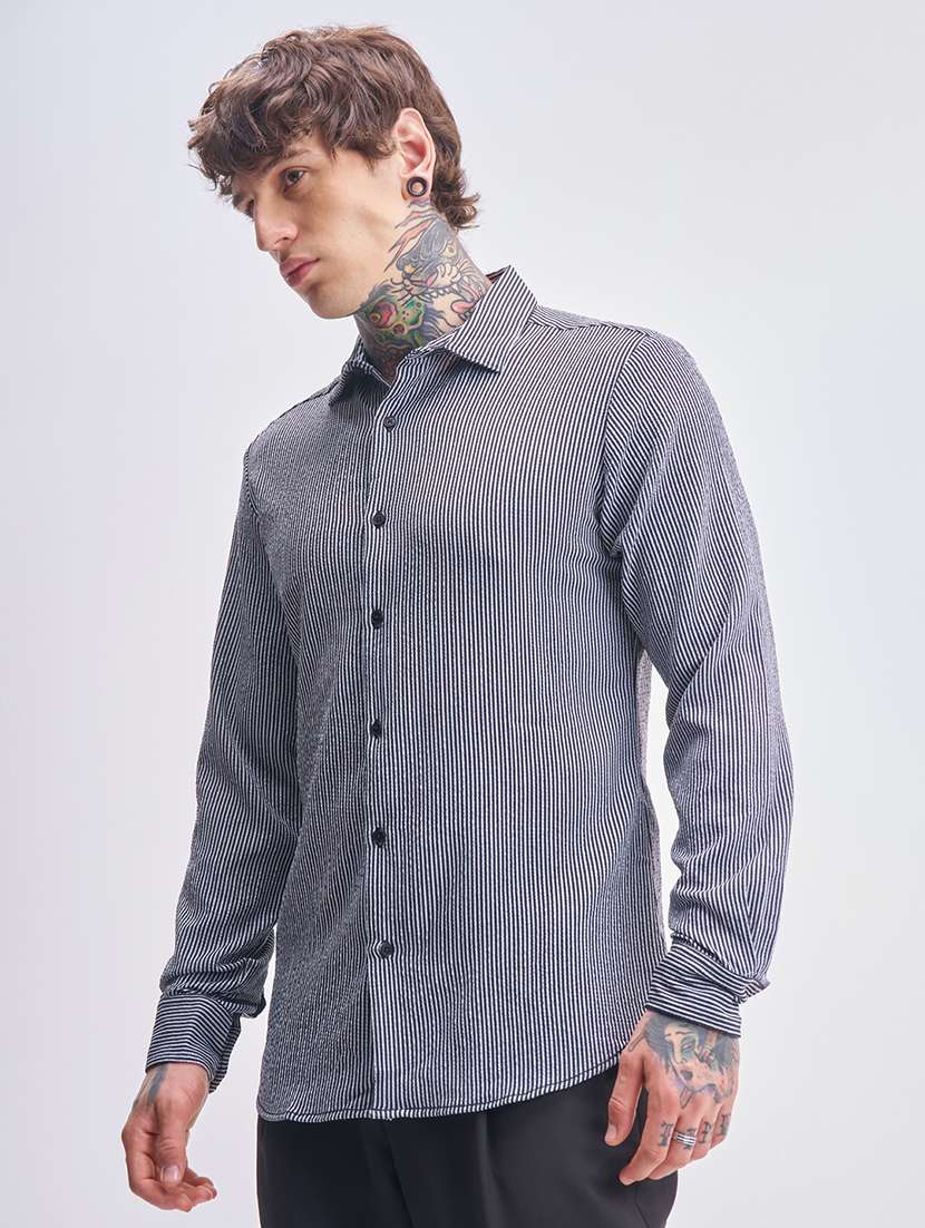 men striped long sleeve regular fit casual shirt - 22469970 -  Standard Image - 2
