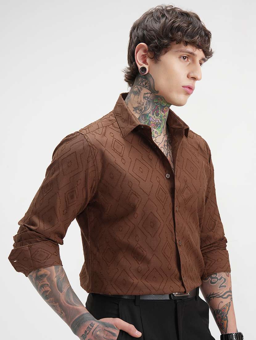 men self design long sleeve regular fit casual shirt - 22470023 -  Standard Image - 2