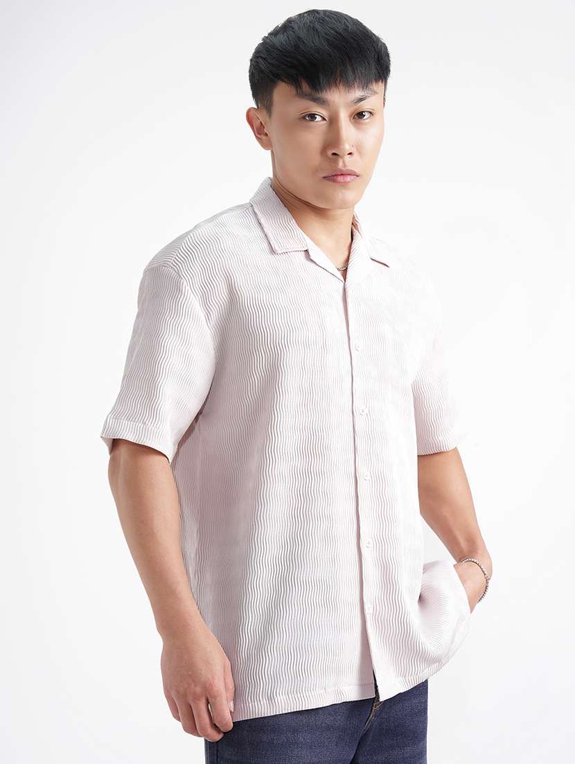 men textured short sleeve regular fit casual shirt - 22470039 -  Standard Image - 2