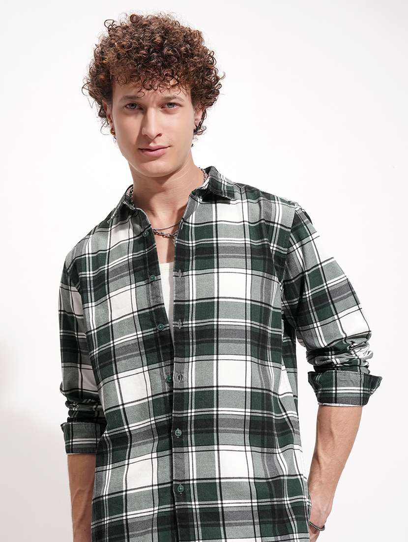 men checkered long sleeve regular fit casual shirt