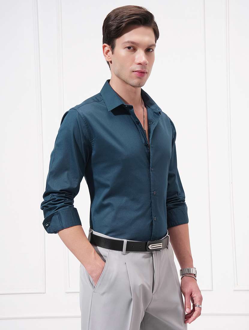men solid long sleeve regular fit casual shirt - 22470106 -  Standard Image - 2