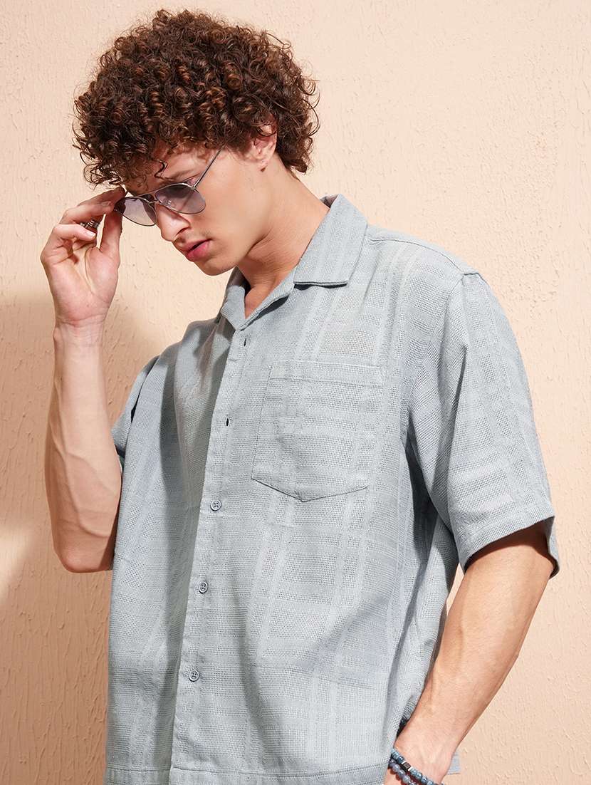 men self design short sleeve loose fit casual shirt - 22470170 -  Standard Image - 2