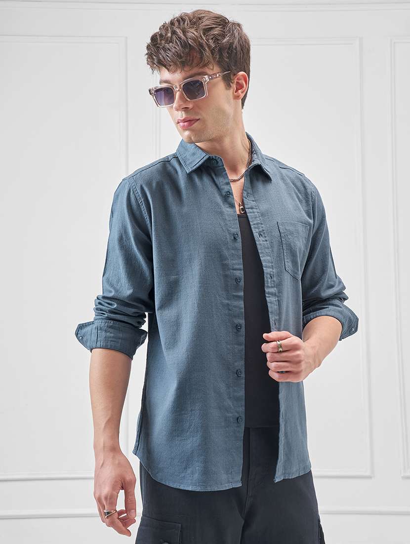 men solid long sleeve regular fit casual shirt - 22470268 -  Standard Image - 2