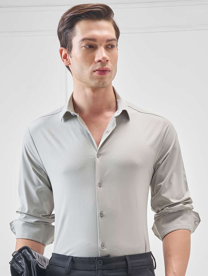 men solid long sleeve regular fit casual shirt