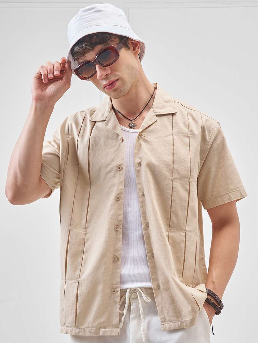 men solid short sleeve regular fit casual shirt