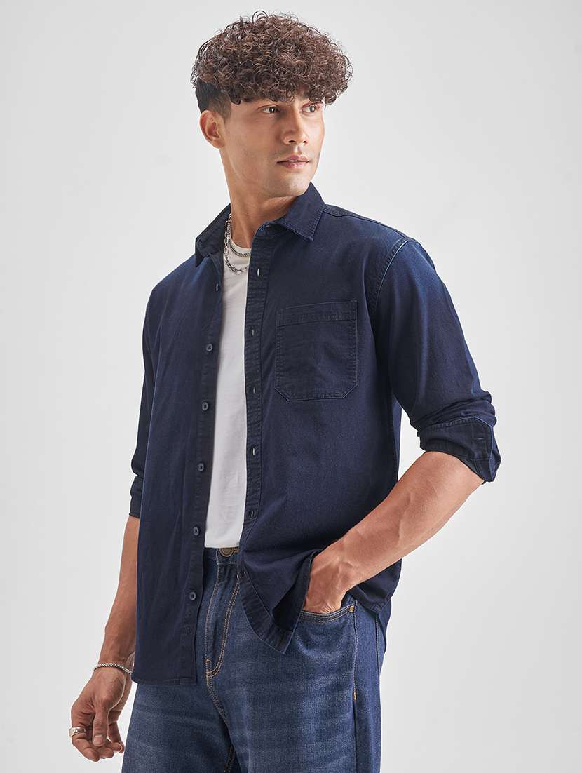 men solid long sleeve regular fit casual shirt - 22470299 -  Standard Image - 2