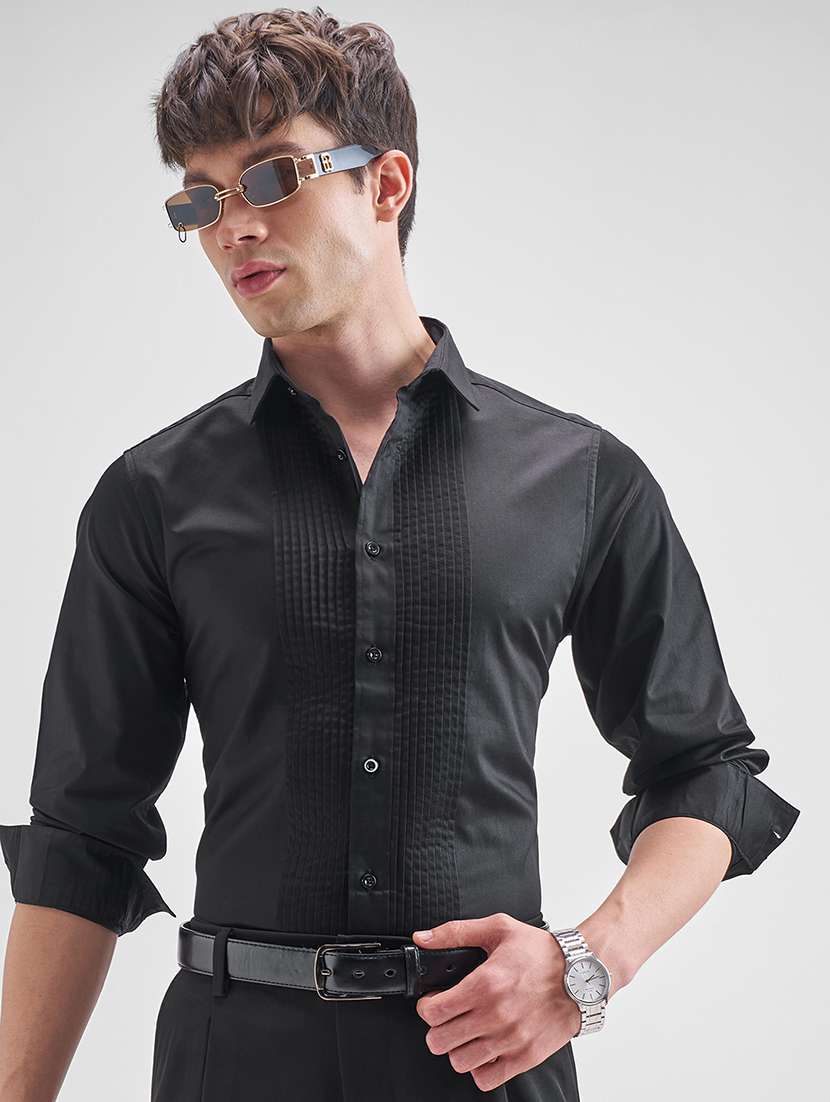 men solid long sleeve regular fit casual shirt
