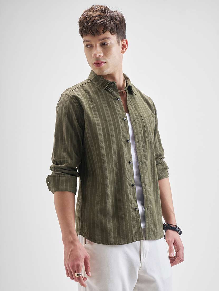 men striped long sleeve regular fit casual shirt - 22470552 -  Standard Image - 2