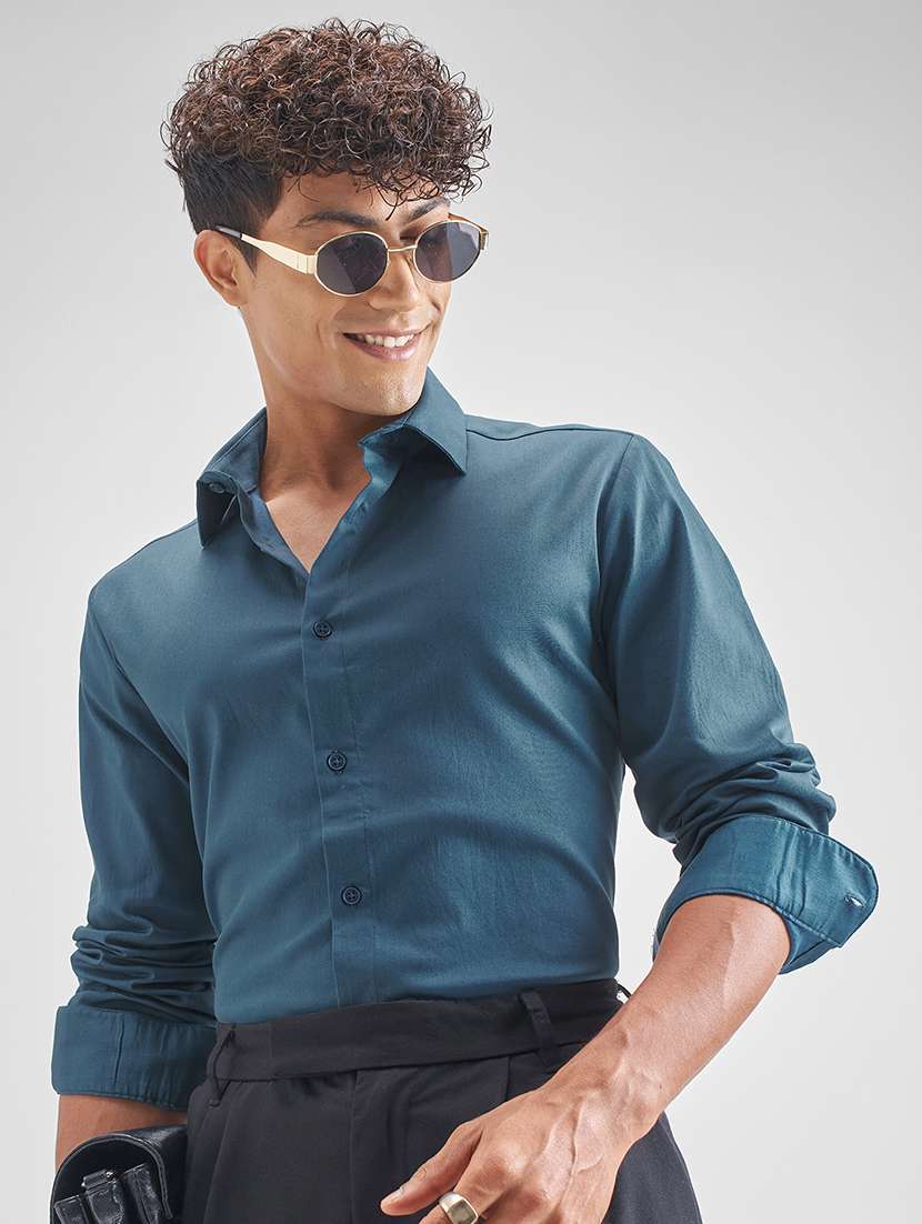 men solid long sleeve regular fit casual shirt