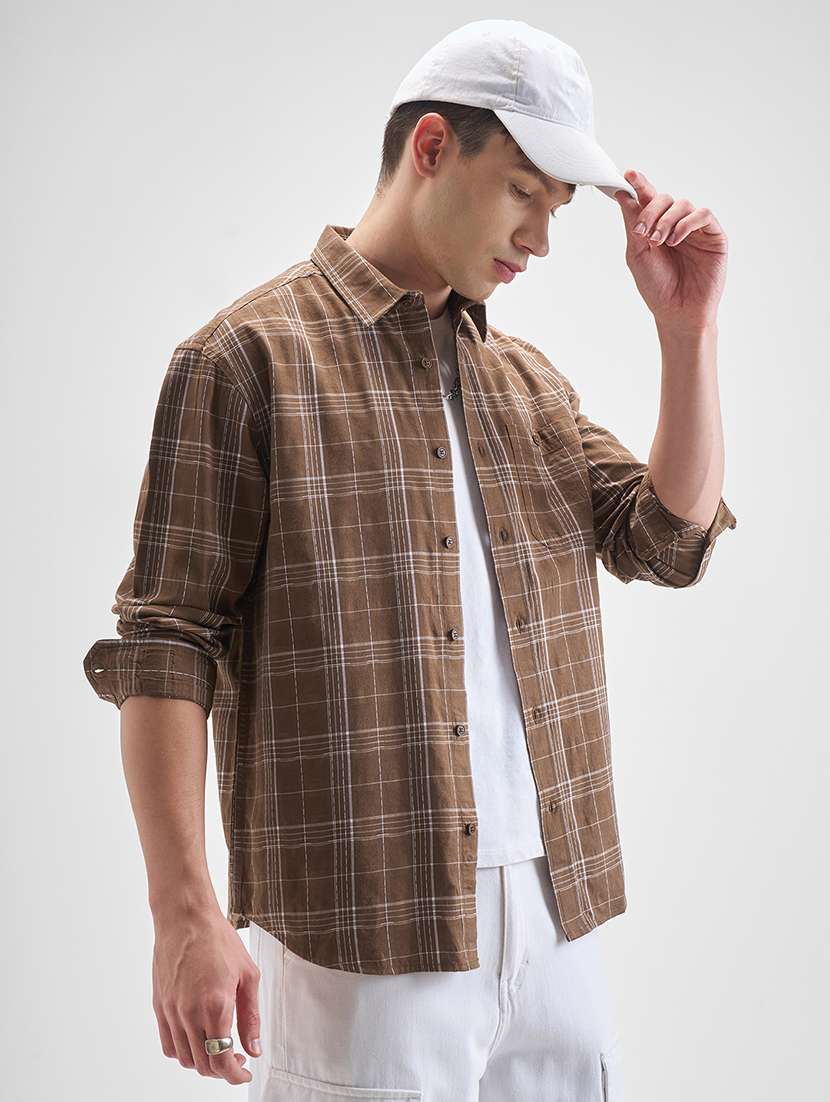 men checkered long sleeve regular fit casual shirt - 22470577 -  Standard Image - 2