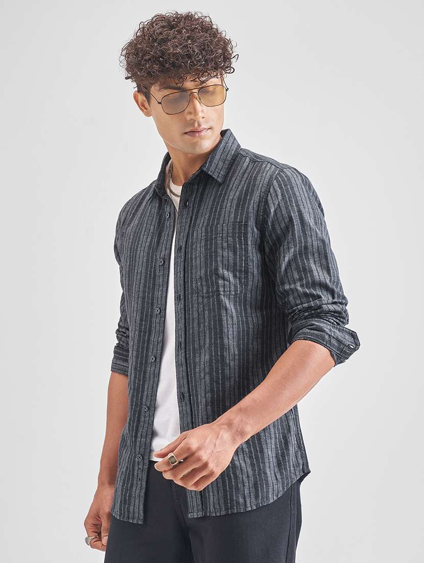 men striped long sleeve regular fit casual shirt - 22470580 -  Standard Image - 2