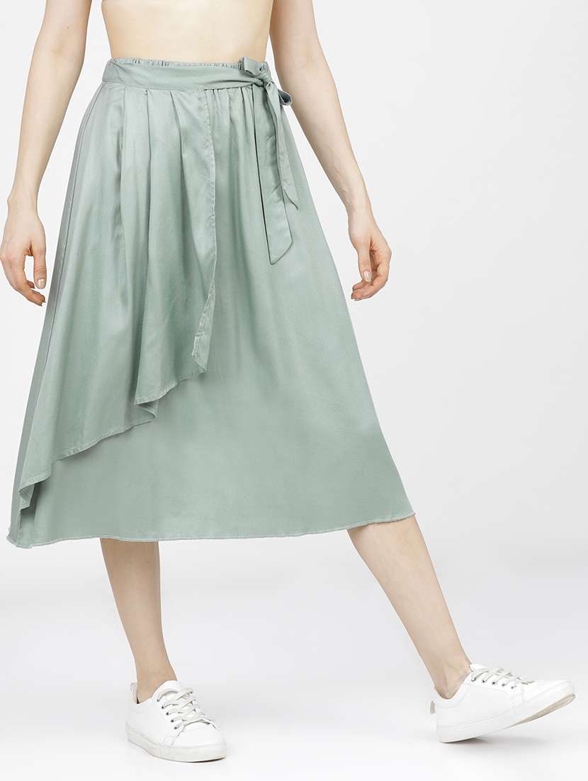 women green viscose a-line skirt - 22470620 -  Standard Image - 2