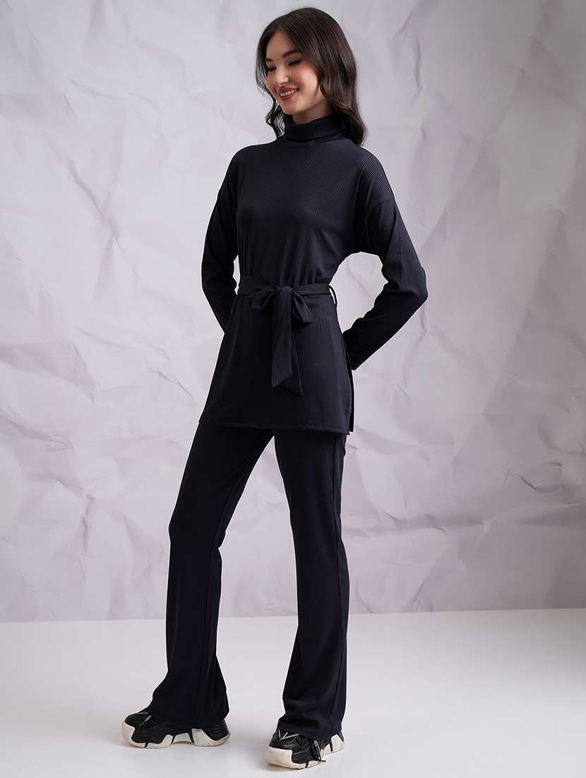 women solid polyester top and trouser set - 22470634 -  Standard Image - 2