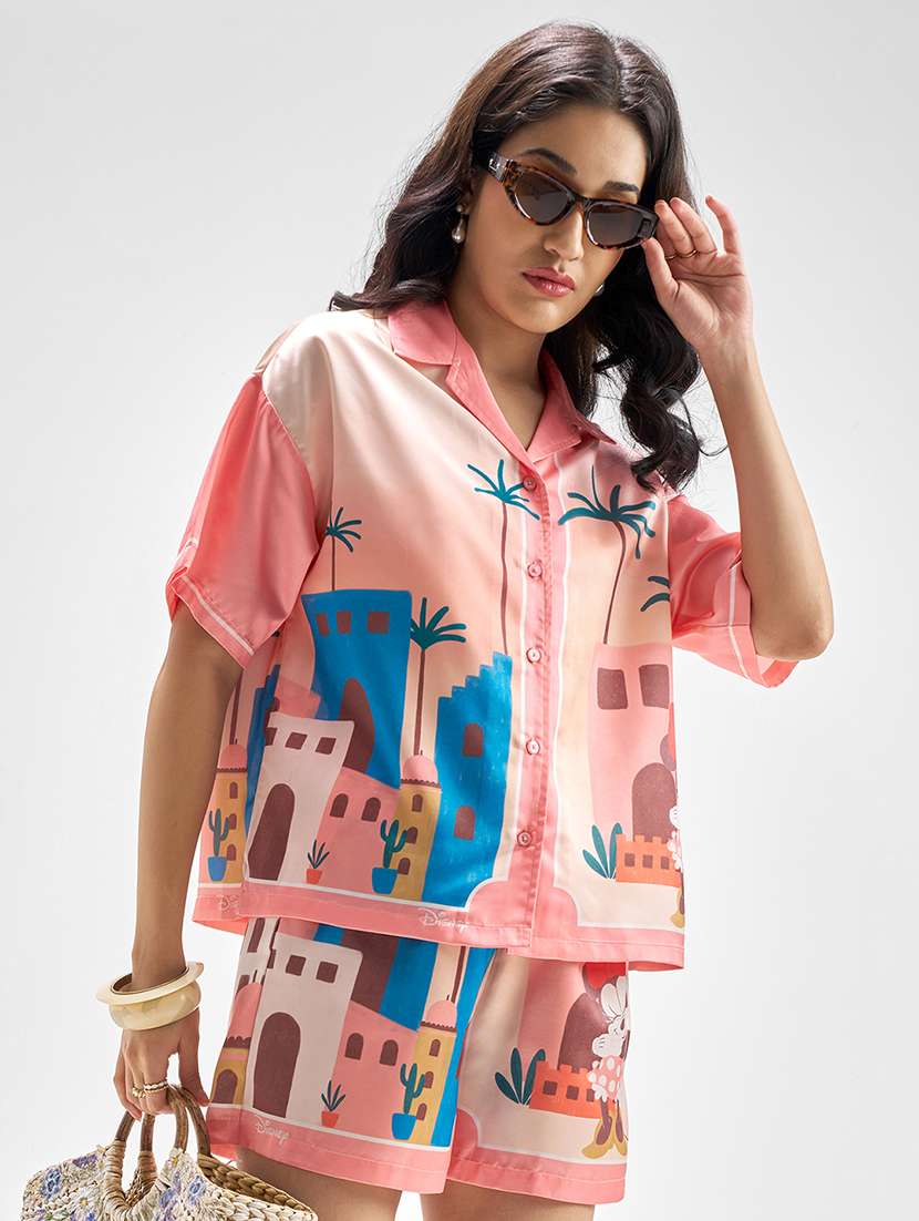 women printed polyester top and shorts co-ords set - 22470646 -  Standard Image - 2