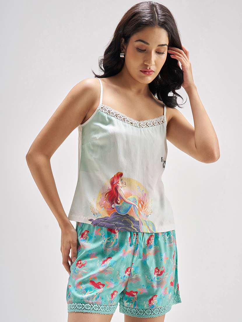women printed viscose top and shorts set