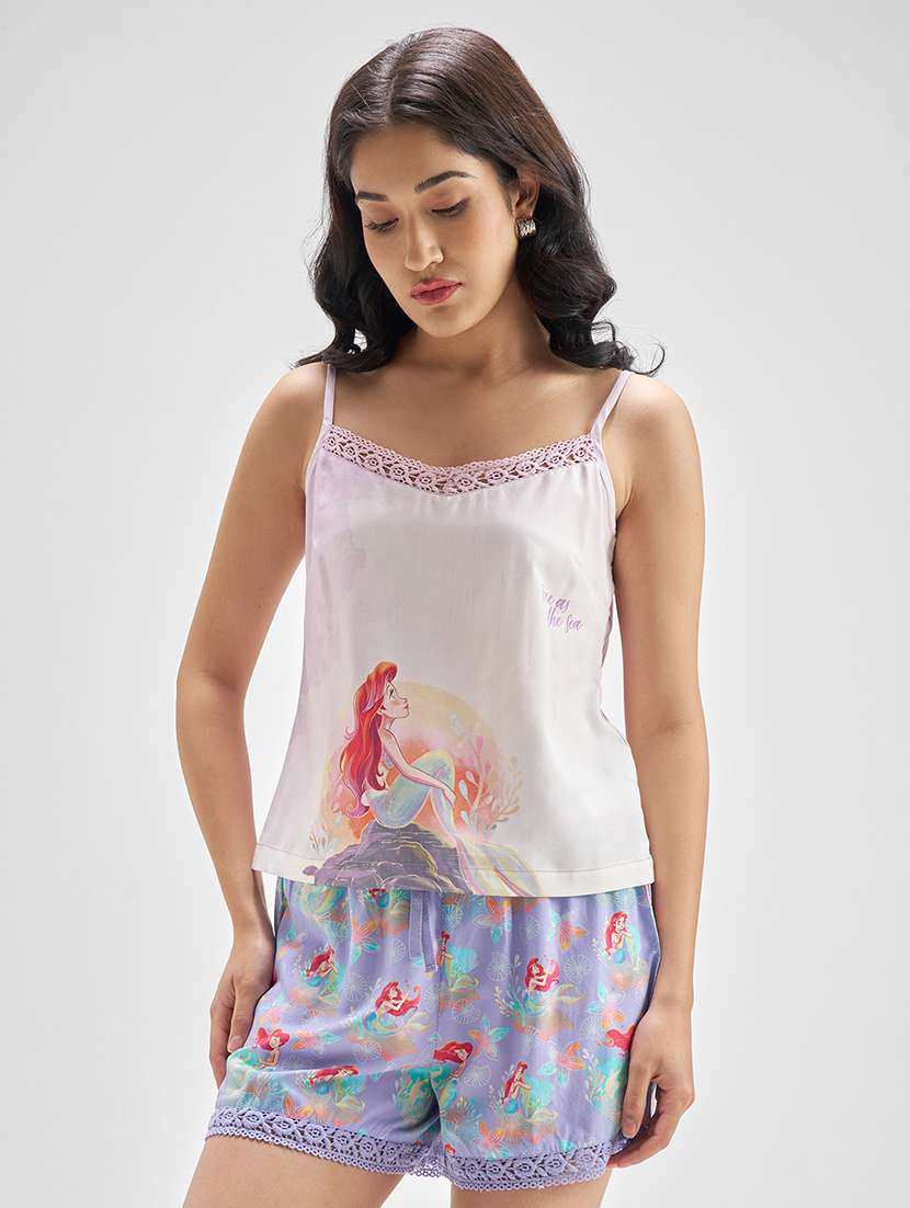 women printed viscose top and shorts set - 22470648 -  Standard Image - 2