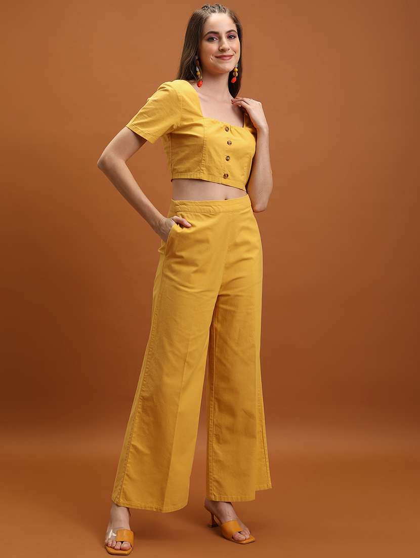 women yellow cotton top and trouser set co-ord - 22470651 -  Standard Image - 2