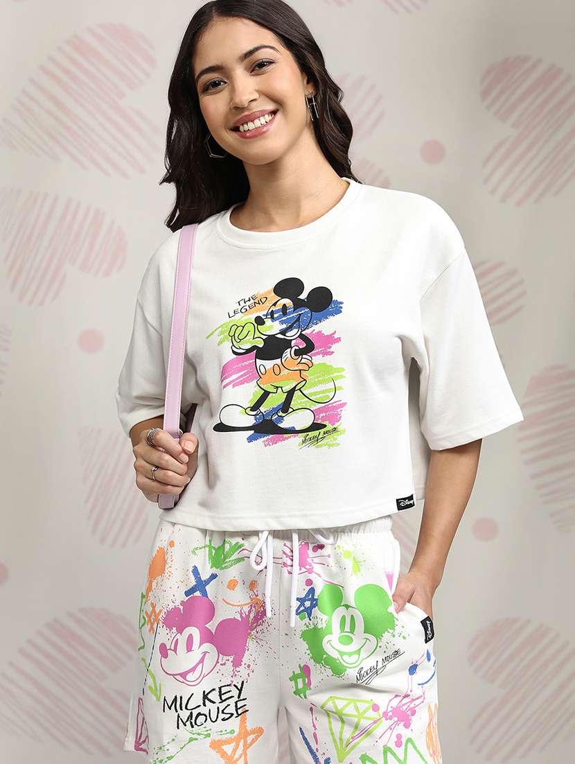women white cotton printed top and shorts set