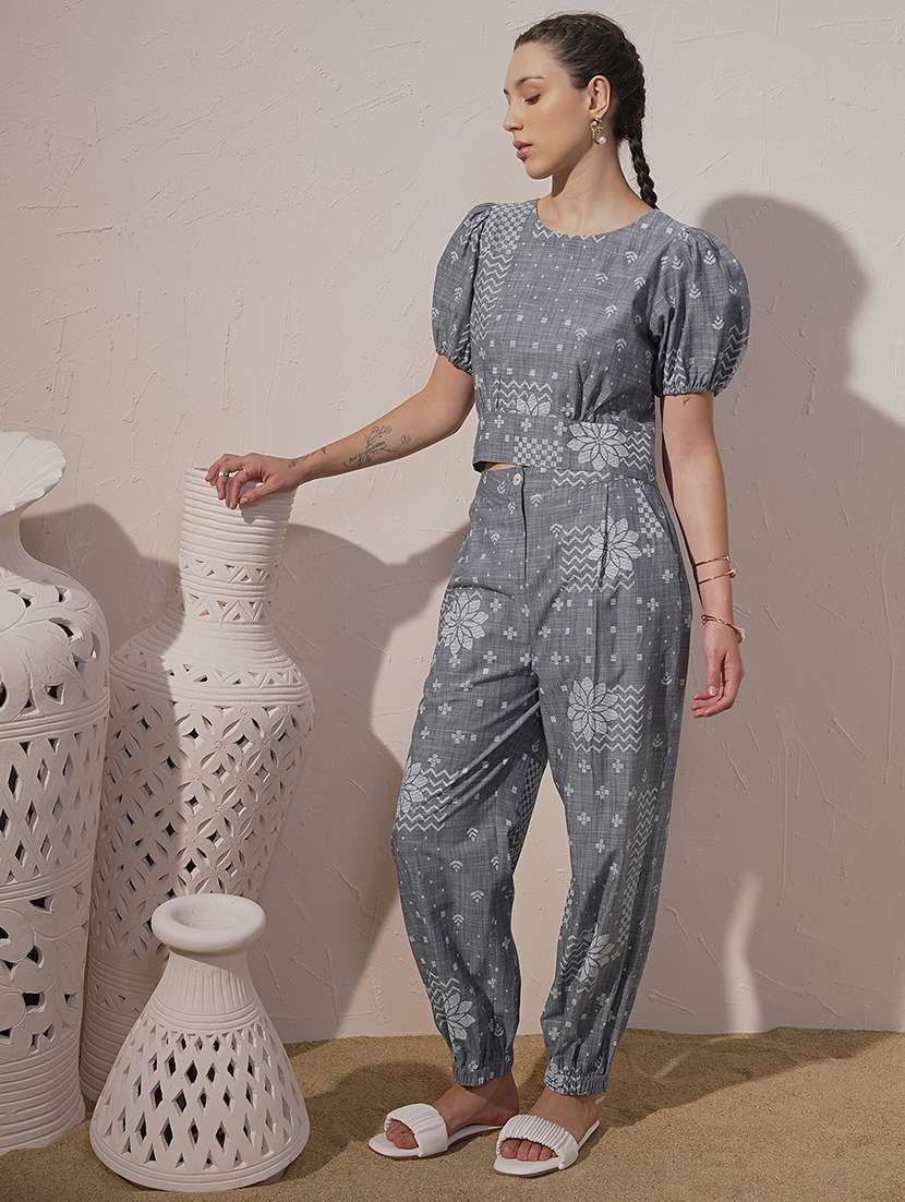 women printed cotton t-shirt & jogger co-ords - 22470678 -  Standard Image - 2