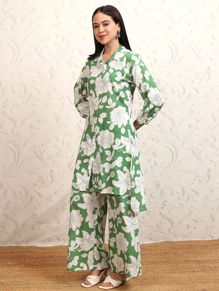 women floral cotton top and trouser set - 22470691 -  Standard Image - 2